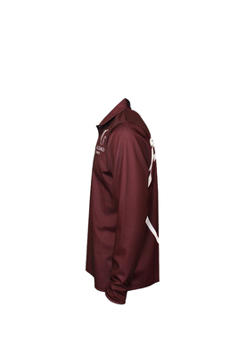 180GSM Lapel Collar Long Sleeve Men Burgundy Shirt With Buttons Sublimation Printing